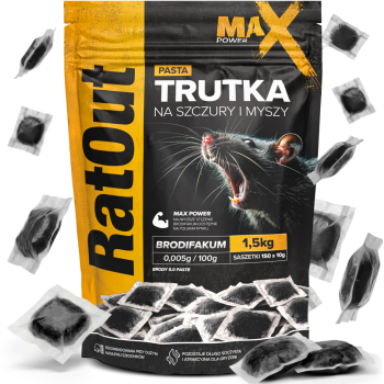 RatOut Max Power 1,5 kg pasta met brodifacoum tegen ratten en muizen